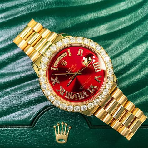 red face ice bezel rolex presidential replica|iced out rolex gold chain.